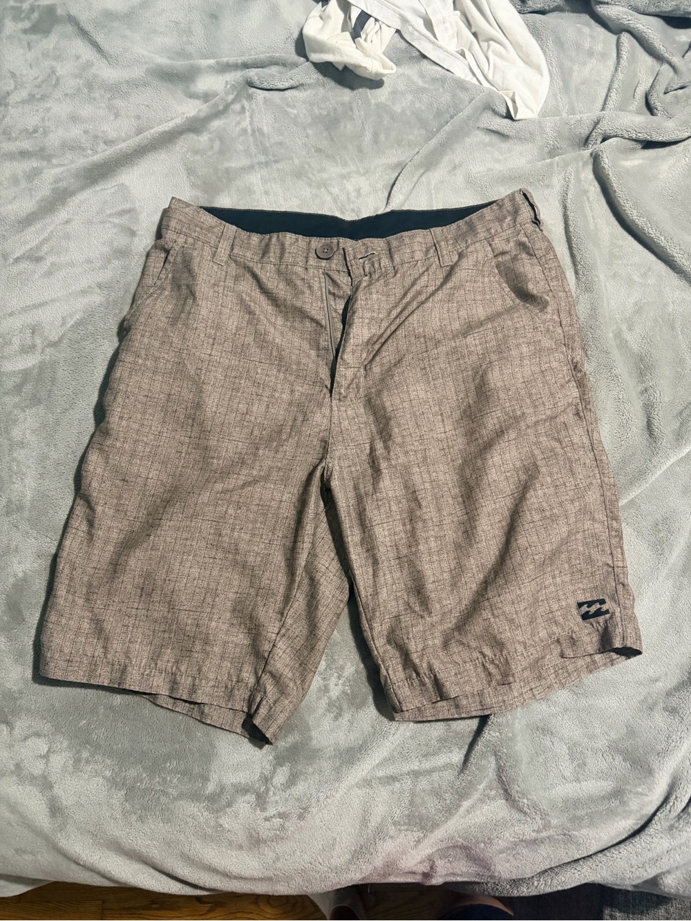 Billabong Men's Tan Plaid Flat Front Shorts